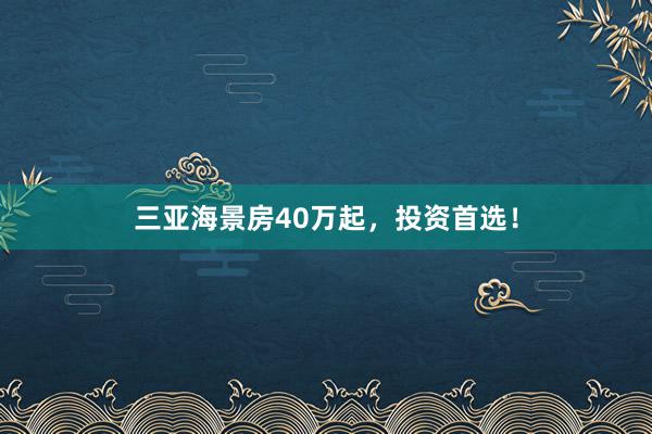 三亚海景房40万起，投资首选！